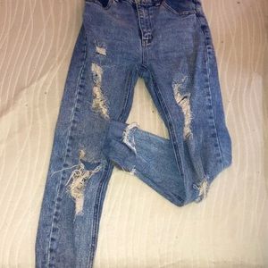 Light blue jeans with rips size 1 skinny